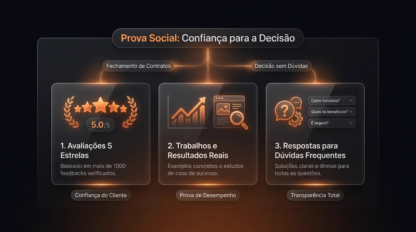 Carrossel editorial de provas sociais, avaliações 5 estrelas e depoimentos reais