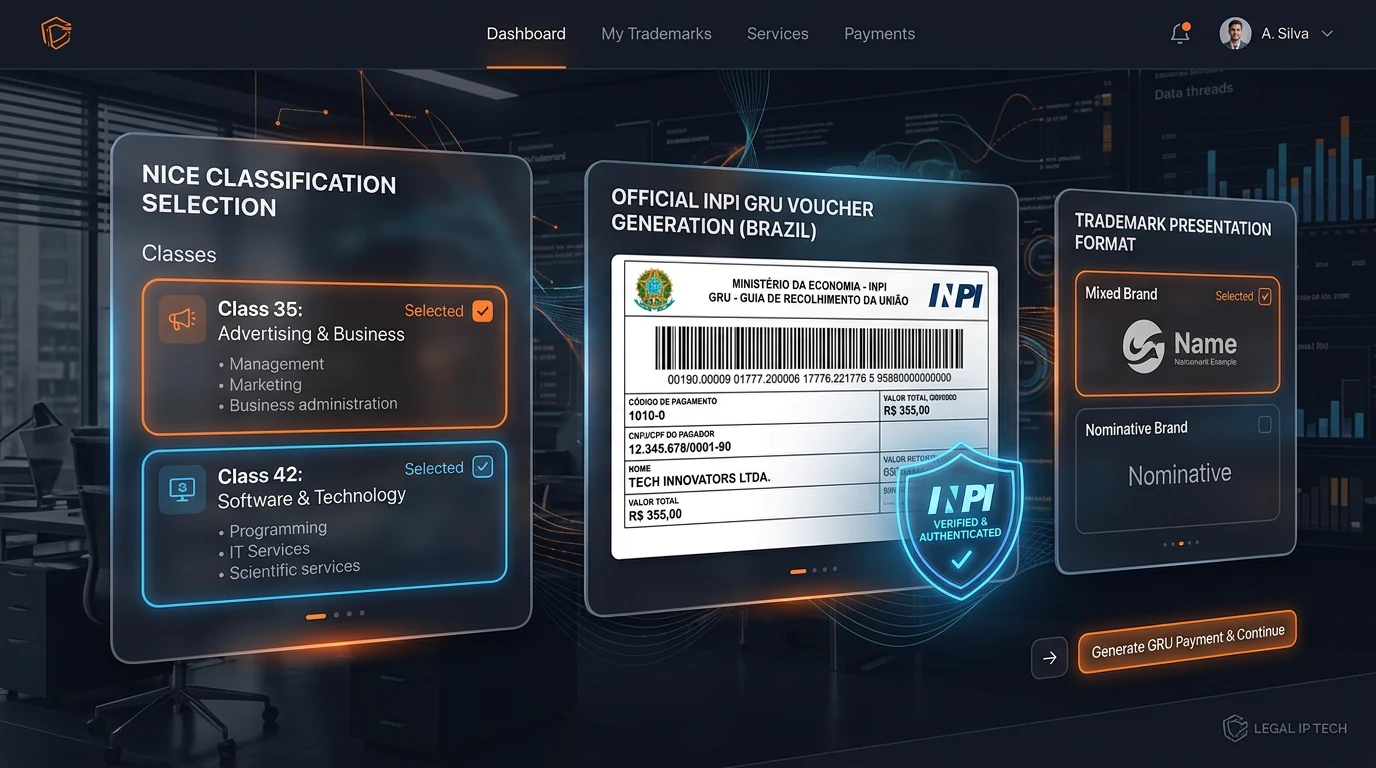 Interface de enquadramento de classes e geração oficial da taxa do governo